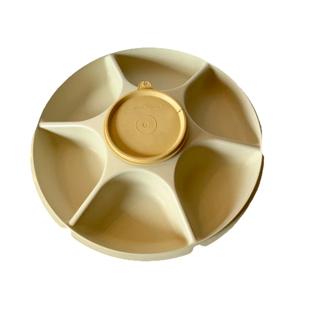 Vintage Tupperware Divided Veggie Fruit Dip Serving Tray 1665-2 w/lid, bowl/lid‎